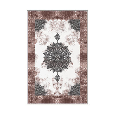 Premium Woven Area Rug (1.6 x 2.6 Feet), 100% Polyester, 0.3 in Pile Height | Antibacterial, Non-Slip PVC Dot Underside | Machine Washable, 3D Digital Print | Ideal for Living Room, Bedroom & Entryway Decor