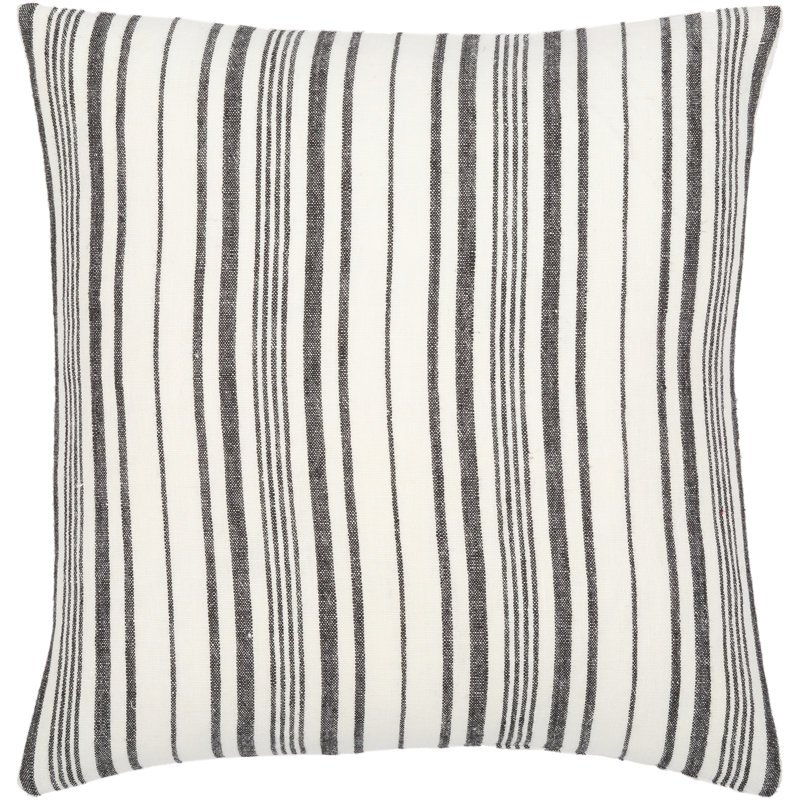 Linen Stripe Buttoned Pillow Cover 2 Throw, 18" x 18"