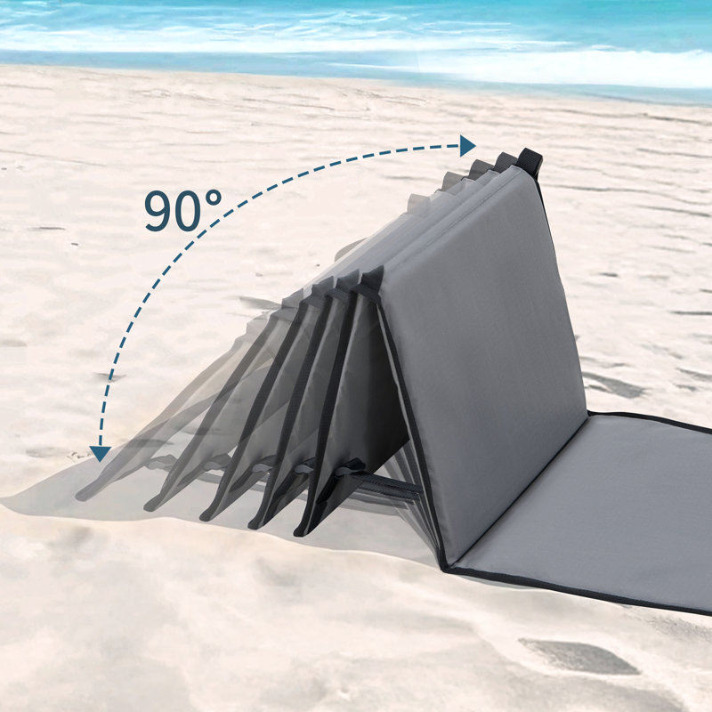 Sunjoy Ultra-Light Folding Chair with Backrest, Outdoor Portable Beach Mat Lounge Chair, Ideal Tanning Mat for Sunbathing for Camping Beach Road Trips, Gray