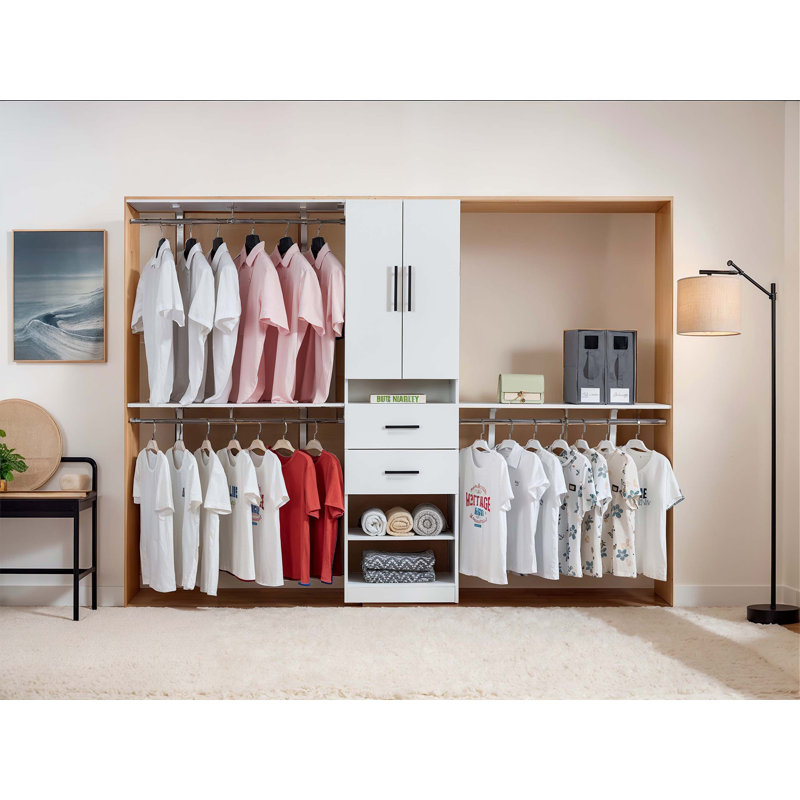 Système d'organisation pour garde-robe 96 po avec 3 tablettes et 2 tiroirs