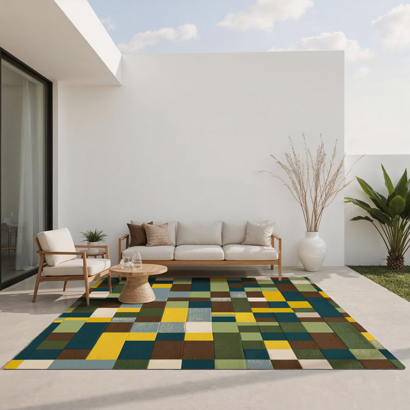 Terra Tiles Indoor And Outdoor Area Rug, Rectangle 4' x 6'