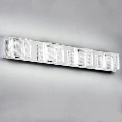 Luminaire de salle de bain à DEL Umera en chrome avec abat-jour linéaire ovale transparent