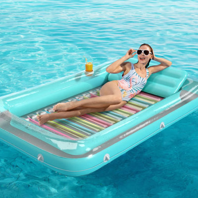 Inflatable Tanning Pool Lounger Float - Jasonwell 4 In 1 Sun Tan Tub Sunbathing Pool Lounge Raft Floatie Toys Water Filled Tanning Bed Mat Pad For Adult Blow Up Kiddie Pool Kids Ball Pit Pool (XL)