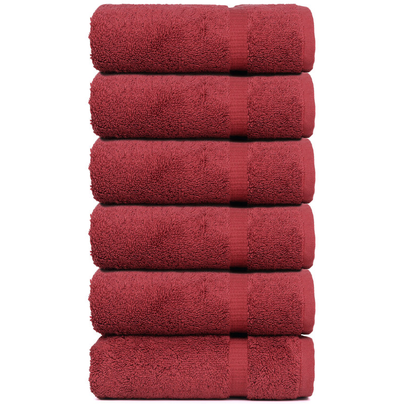 Ensemble de 6 serviettes en coton Wellston, Rouge