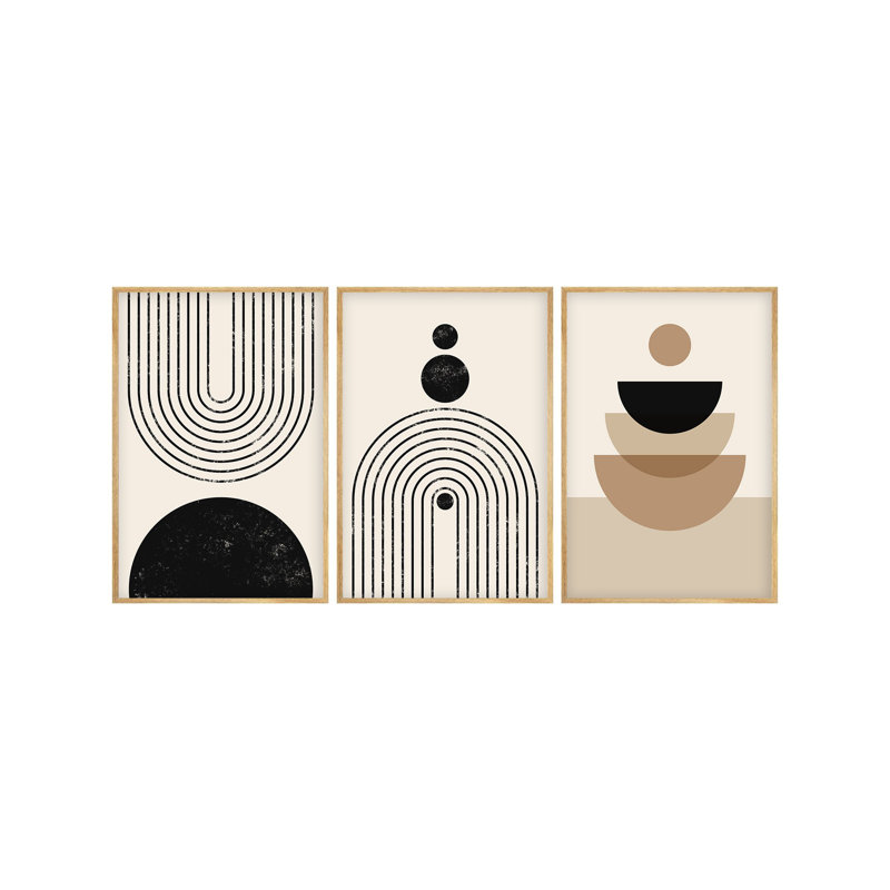 Élégantes peintures décoratives en panneau de fibres à densité moyenne (3 pièces), 11,8 po x 15,7 po chacune | Cadre 100% bois massif, épaisseur: 0,8 pouce | Magnifique art mural pour le salon et la chambre à coucher, esthétique moderne, facile à accrocher