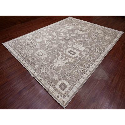 9'0" x 11'9" New Hand Knotted Brown Wool Rectangle Oriental Rug - MOA10289867