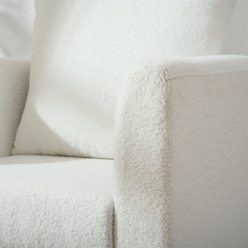 Chaise d'appoint avec pieds en bois et coussin moelleux, Ourson blanc