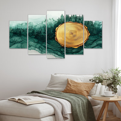 Paysage de forêt d'hiver avec rivière Emerald III - Art mural forêt - décoration murale traditionnelle
