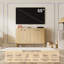 Buffet Seyla 55 po avec pieds en bois massif, 4 tablettes réglables et 4 portes cintrées et cannelées, beige-571009473-571009475