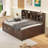 Wooden Captain Bed With Built-In Bookshelves,Three Storage Drawers And Trundle-1933227921-1933227935