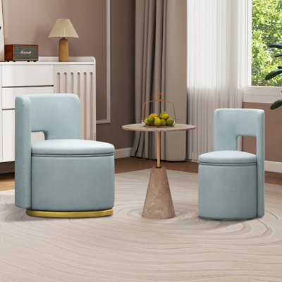 Fauteuil d'appoint pivotant, fauteuil demi-tonneau rembourré avec rangement caché