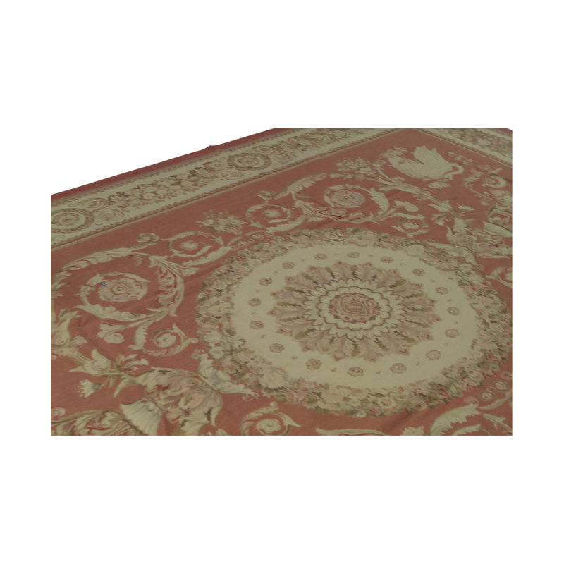 Hand-Knotted High-Quality Rust and Beige Area Rug