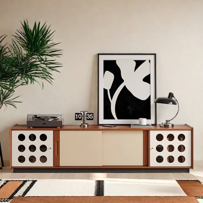 Meuble télé en bois massif au design créatif