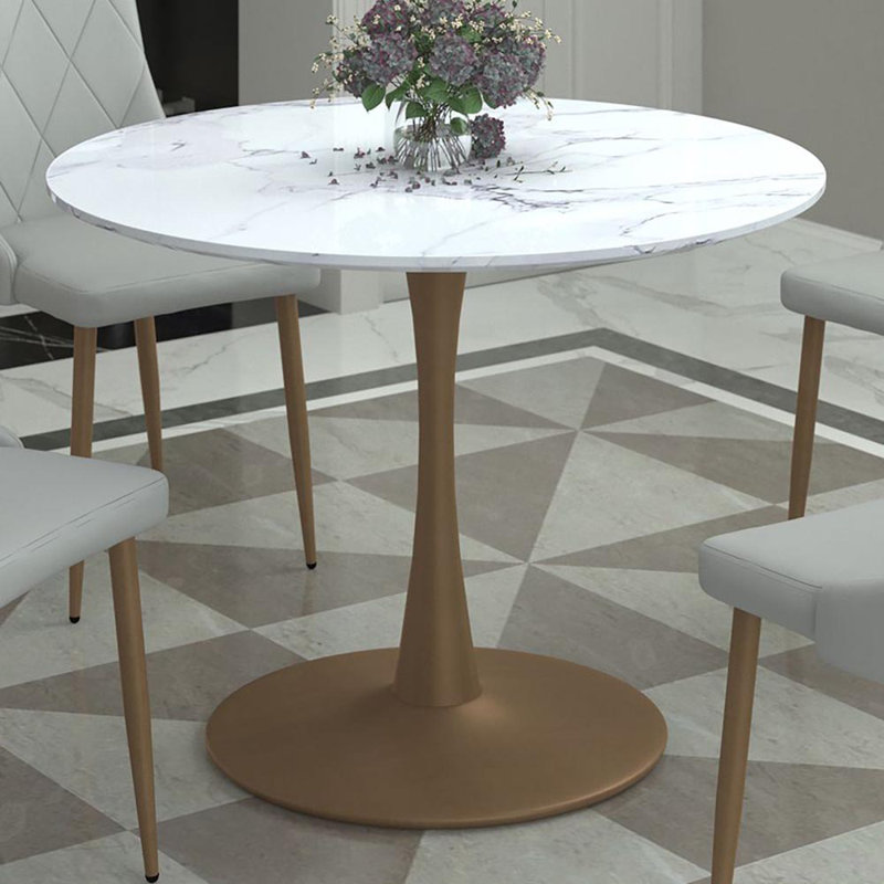 Table de salle à manger Benedix, L 47,25 po x l 47,25 po, Or