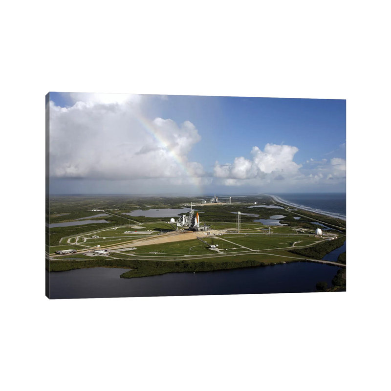 Space Shuttle Atlantis and Endeavour Sit on Their Launch Pads at Kennedy Space Center 1 Piece Wrapped Canvas Wall Art