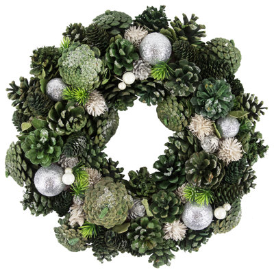 Green Pinecone and Foliage Artificial Christmas Wreat