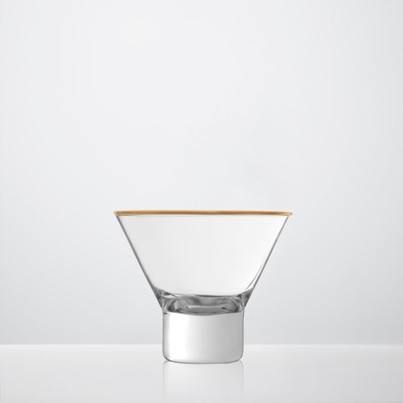Retro Gold Rim Stemless Martini Glass Set of 2 Cocktail Glasses Drinking Glasses with Elegant Barware