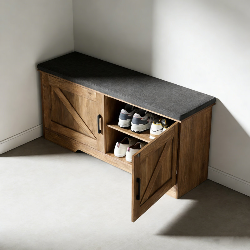 Storage Bench With Cushioned Seat