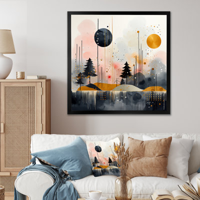 Modern Black And Yellow Forest Landscape I - Abstract Landscape Wall Art