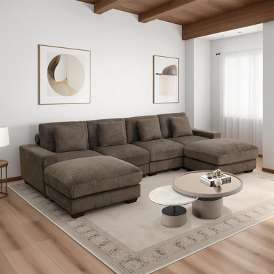 Canapé modulaire rembourré de 123 po avec repose-pieds Harilla