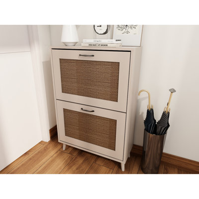 2 Entryway Shoe Storage Organizer - Maximized Space, , Holds 12 Pairs, Easy Access, Antique Grey Engineered Wood, 34.5 In Height Stable And Spacious For Quick