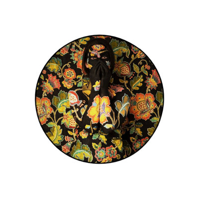 Round Woven Base Vintage Decorative Carpet With Multicolored Floral And Abstract Woman Silhouette Pattern