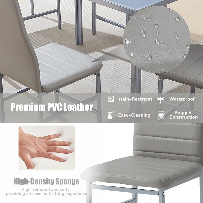 4 - Person Dining Set, Light Grey, Grey