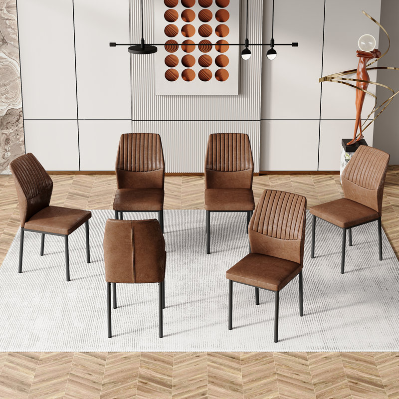 Ensemble de chaises de salle à manger moderne, 6, Noir, Brun