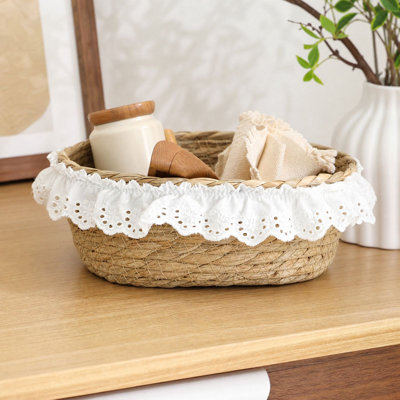 Panier de rangement suspendu en dentelle tressée, panier de rangement pour plantes, pot de fleurs, panier décoratif