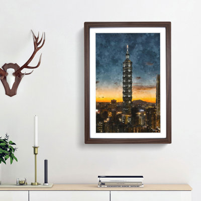 Taipei City in Taiwan Abstract - Picture Frame Graphic Art Print