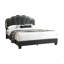 Lit double en tissu de laine gris anthracite