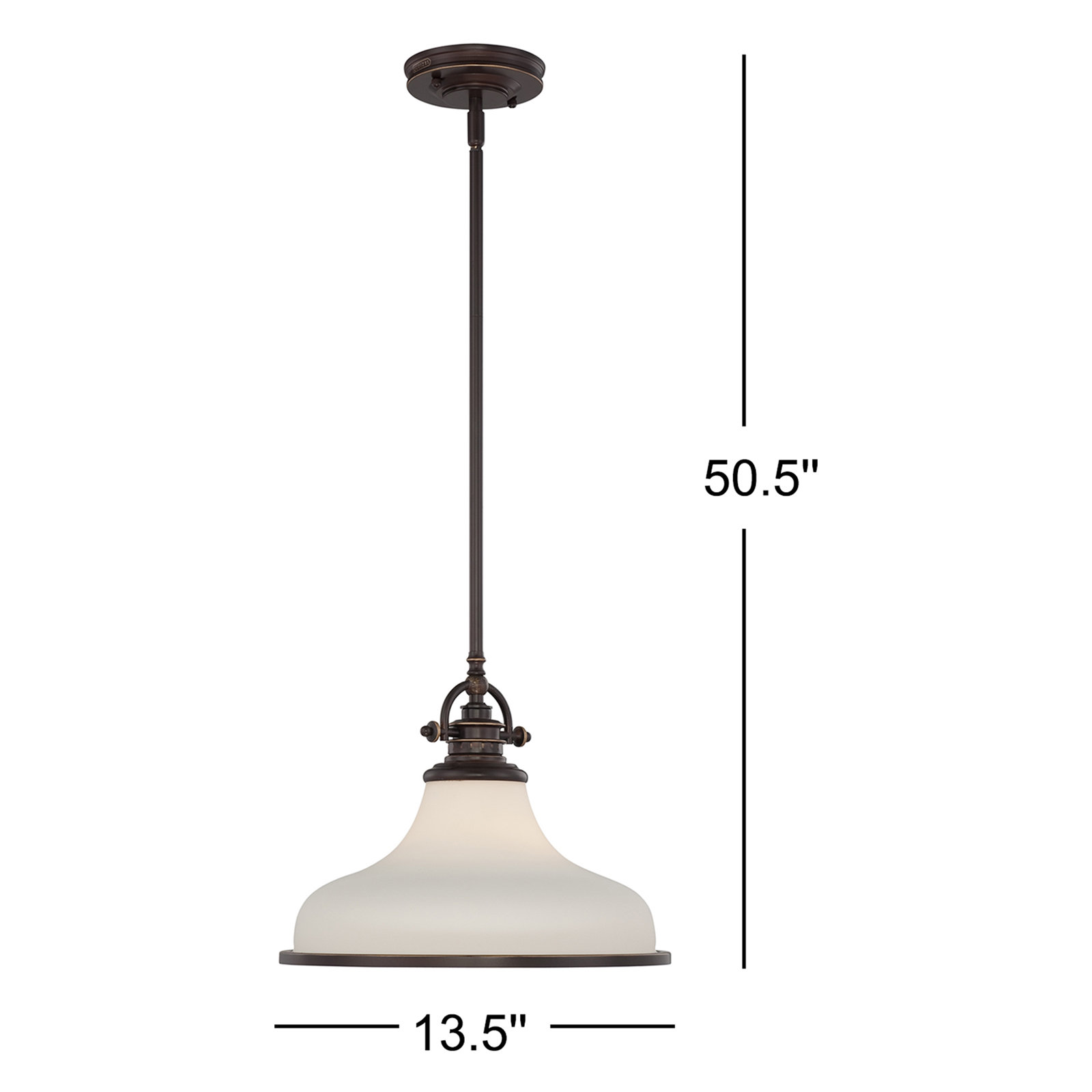 Maybery Dimmable Dome Single Light Pendant, Palladian Bronze, 11.5" H x 13.5" W x 13.5" D, Opal Etched Glass