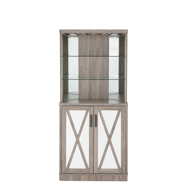 Bar d'angle avec panneaux en miroir, Gris pierre