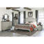 Mobilier de chambre à coucher moderne en bois massif avec lit à finition grise et gris clair-224805745