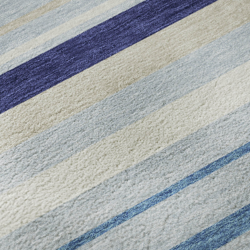 Tapis bleu Prisco lavable à la machine de qualité supérieure, Rectangulaire 3 pi x 5 pi