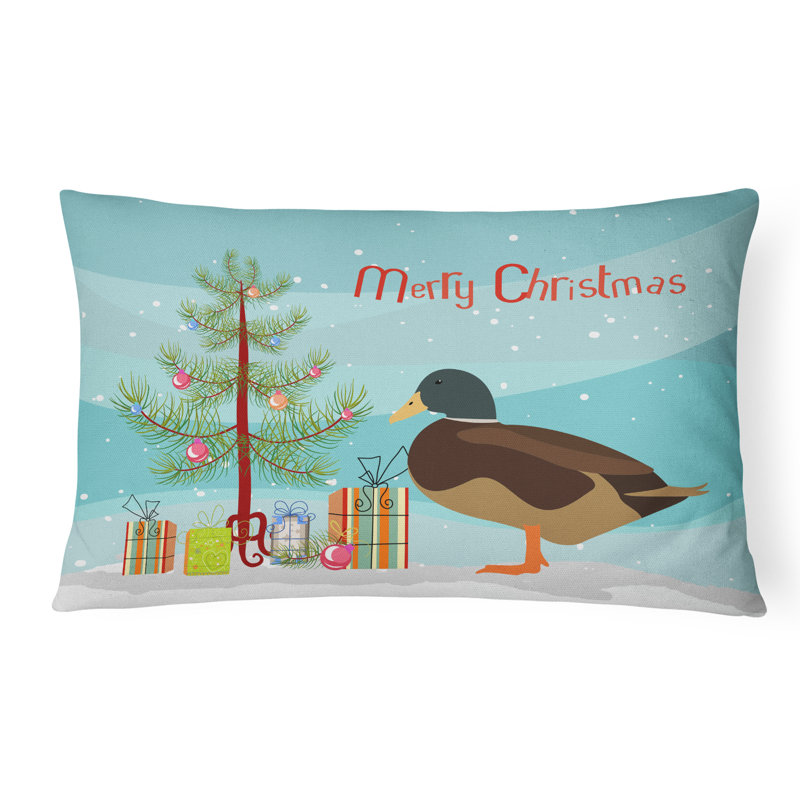  Coussin intérieur / extérieur Silver Bantam Duck Christmas