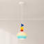Luminaire suspendu coloré en verre, luminaire suspendu géométrique 1 lumière avec cordon réglable et ampoule E26 3 couleurs incluse