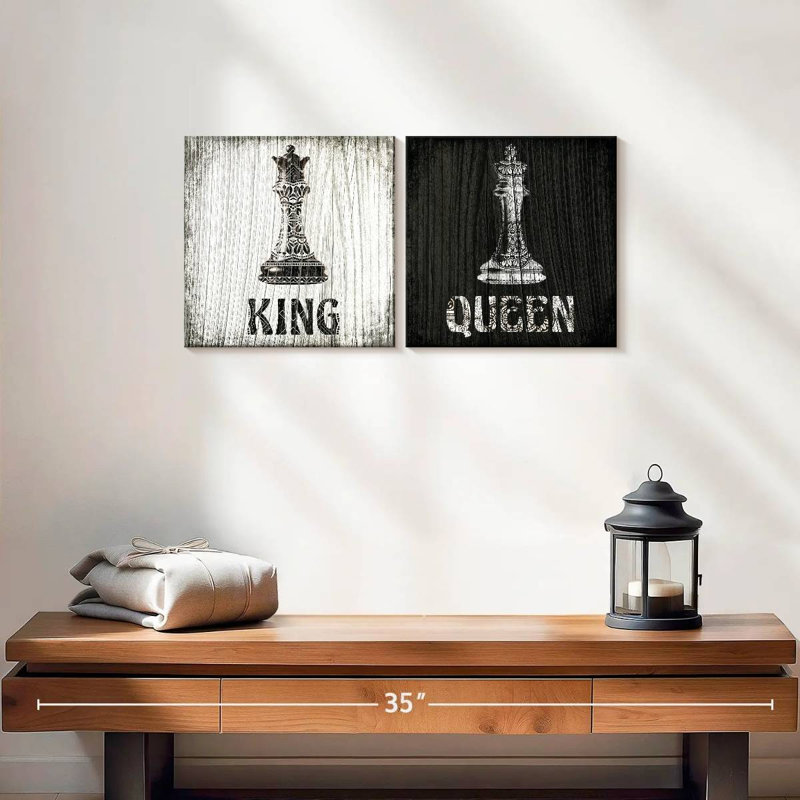 «Chess King and Queen», reproduction d'art sur toile, H 21 po x l 10 po x P 1,25 po