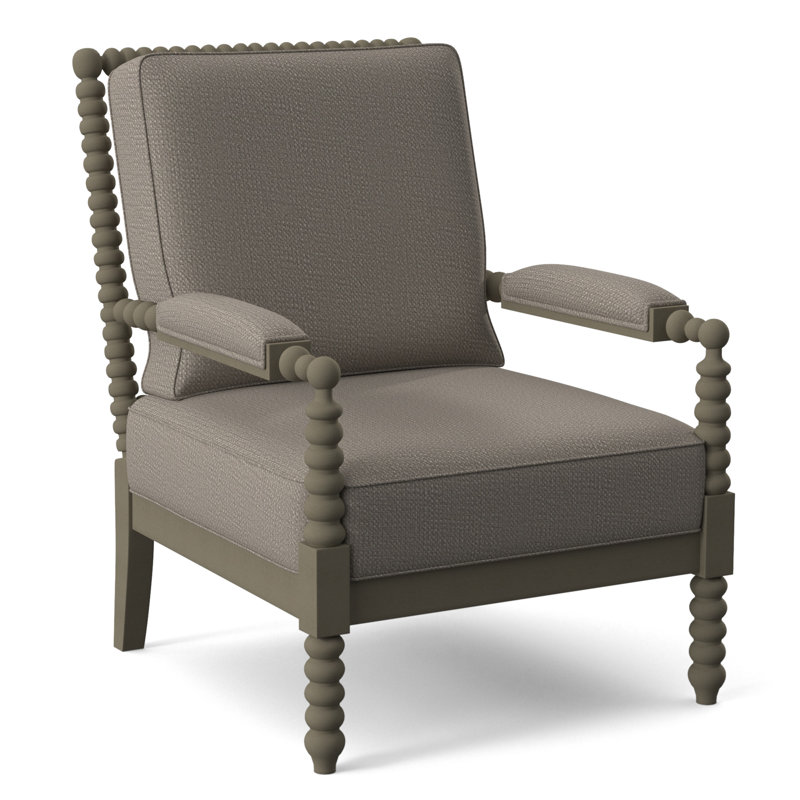 Lind Island 29" Wide Lounge Chair, Tan Gingham; 0112-73, Stone Hearth Finish