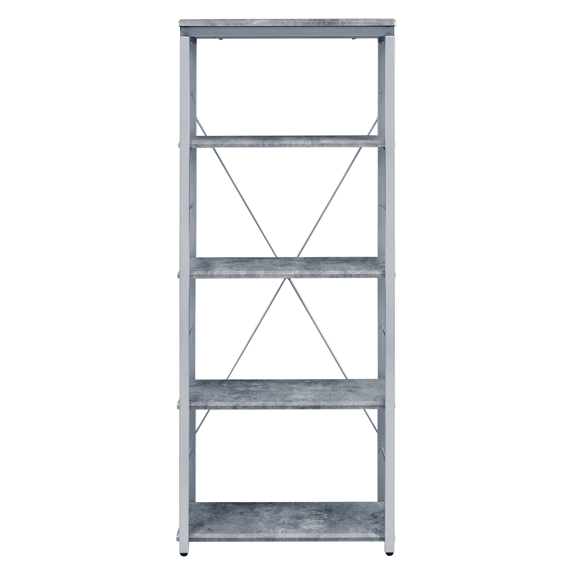 Hokku Designs Grey And Silver 4-Shelf Bookcase | Wayfair