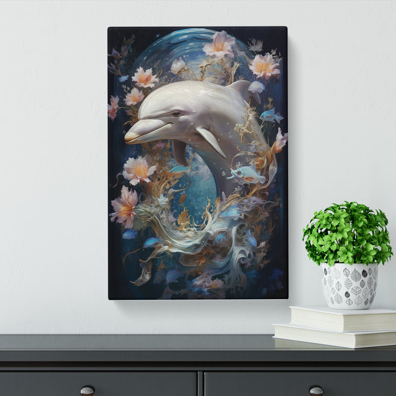 Dolphin Classicism Art - Wrapped Canvas, 76cm H x 50cm W x 3cm D