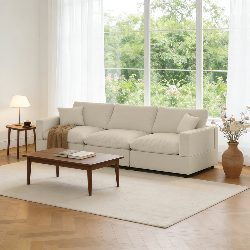 3-Seater Sectional Sofa Comfy Cloud Couch for Living Room, Modern Upholstered Modular Sectional Sofa Convertible Deep Seat Sofa, Removable & Washable Cushion Covers