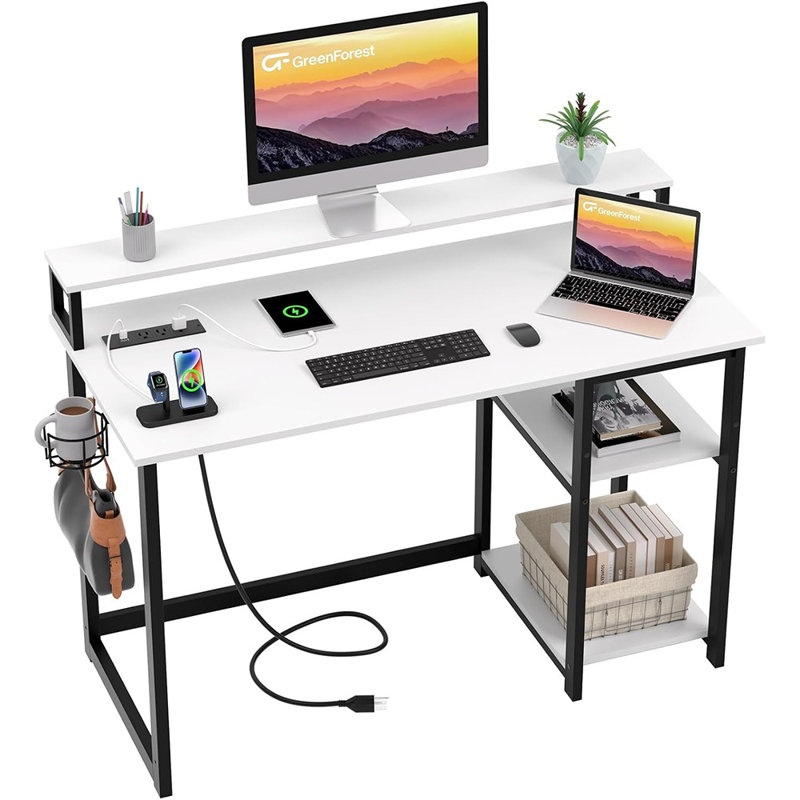 Computer Desk With Power Outlets, Small Home...