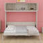 Lit escamotable double pleine grandeur avec tablette de rangement et porte intégrée, lit escamotable horizontal escamotable