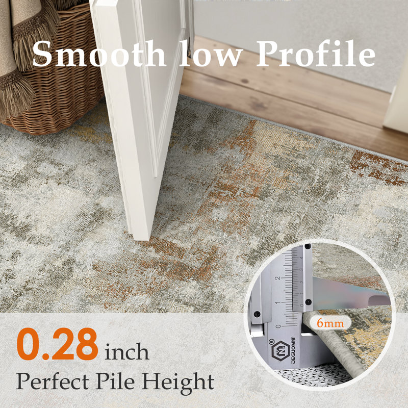 Tapis Miro abstrait moderne, lavable à la machine avec envers antidérapant, Rectangulaire 3 pi x 5 pi