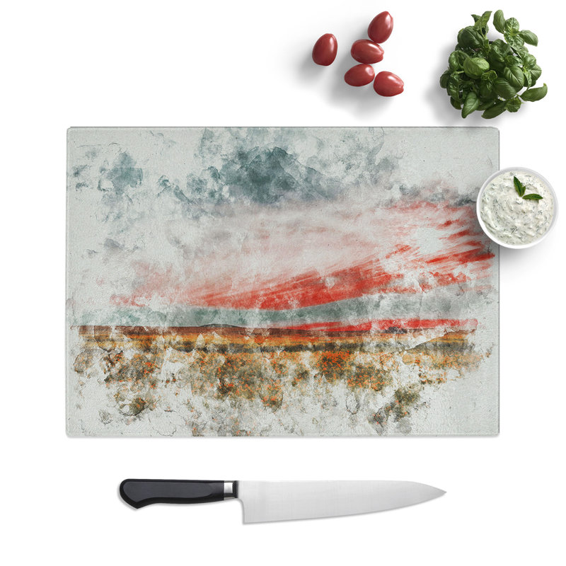 Meadow in South Africa Watercolour Chopping Board, 28.5cm W x 39cm L