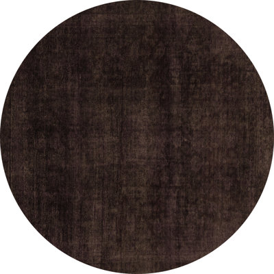 Tapis rond noir / brun fait à la machine 4 pi Ciria