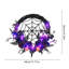 Couronne d'Halloween à DEL mauve pré-éclairée 17,71 pouces avec crâne et roses scintillantes, décoration effrayante de porte d'entrée Spiderweb