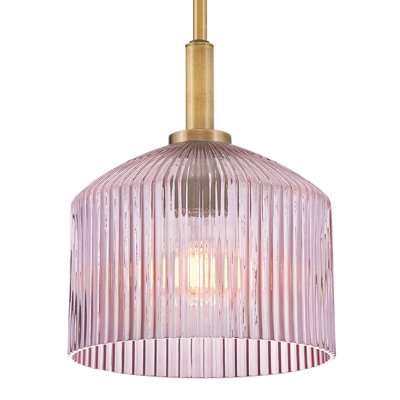 Petit luminaire suspendu Lisette avec verre nervuré