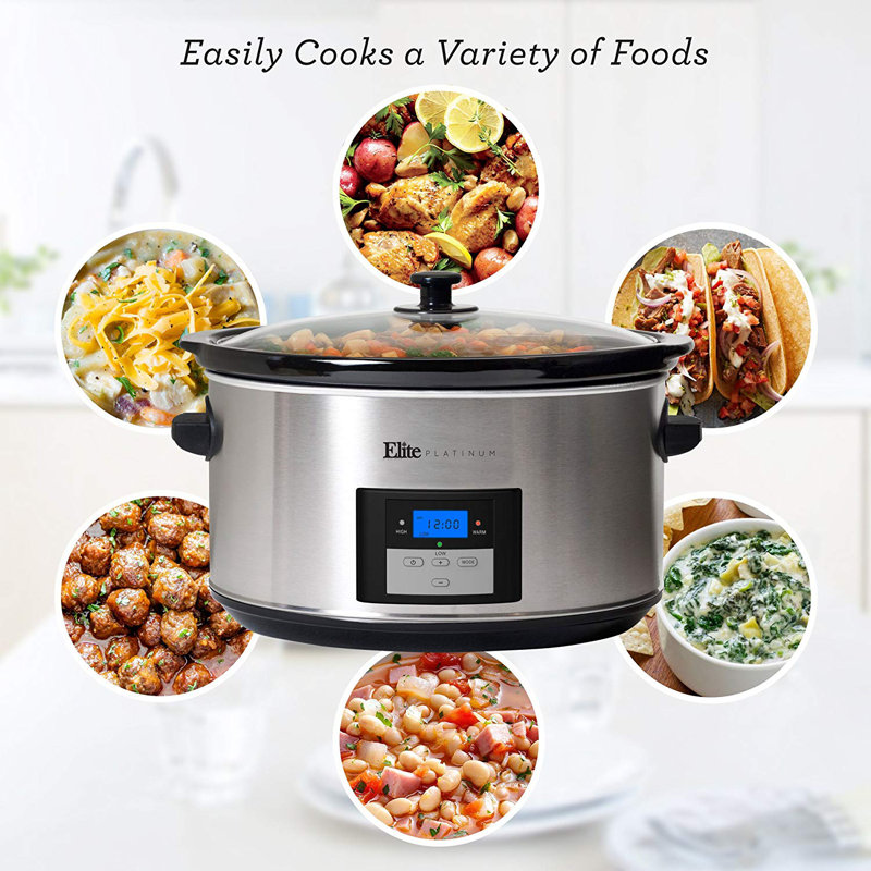 ELITE PLATINUM 8.5 Qt. Stainless Steel Digital Programmable Slow Cooker